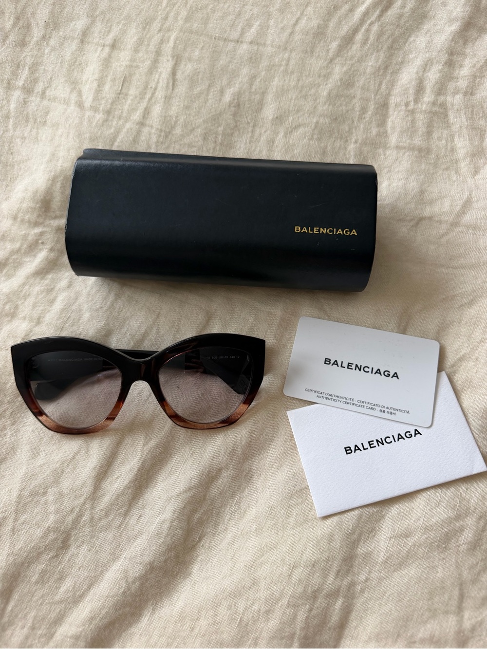 Balenciaga Two-Tone Black to Brown Cat-Eye Sunglasses